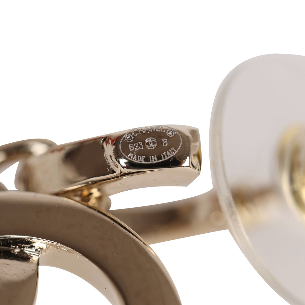 Chanel Gold Crystal CC Dangle Earrings