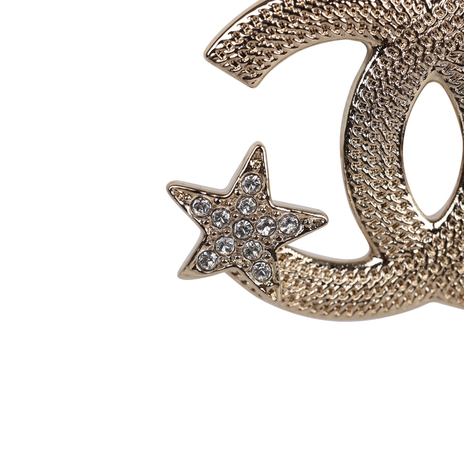 Chanel Gold and Crystal CC Star Stud Earrings