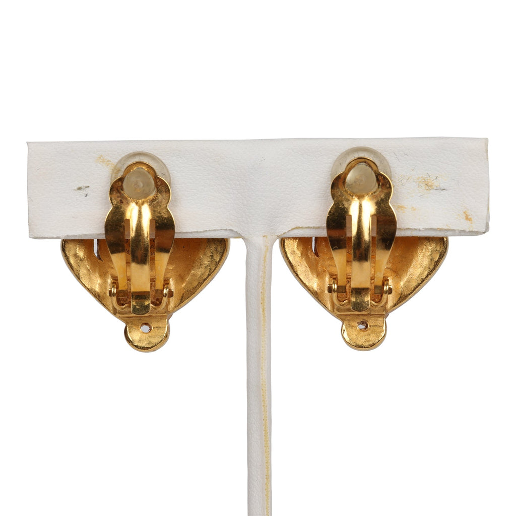 Chanel Vintage Abstract Stone and Gold Metal Earrings