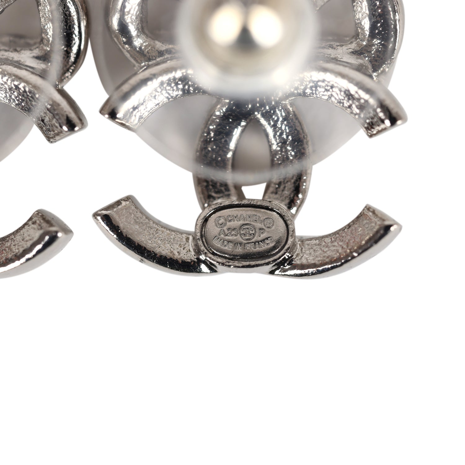 Chanel Mini Crystal Bow CC Stud Earrings Silver Hardware