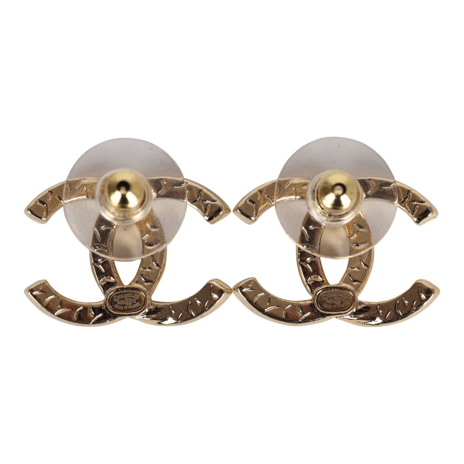Chanel Small Crystal CC Stud Earrings Gold Hardware
