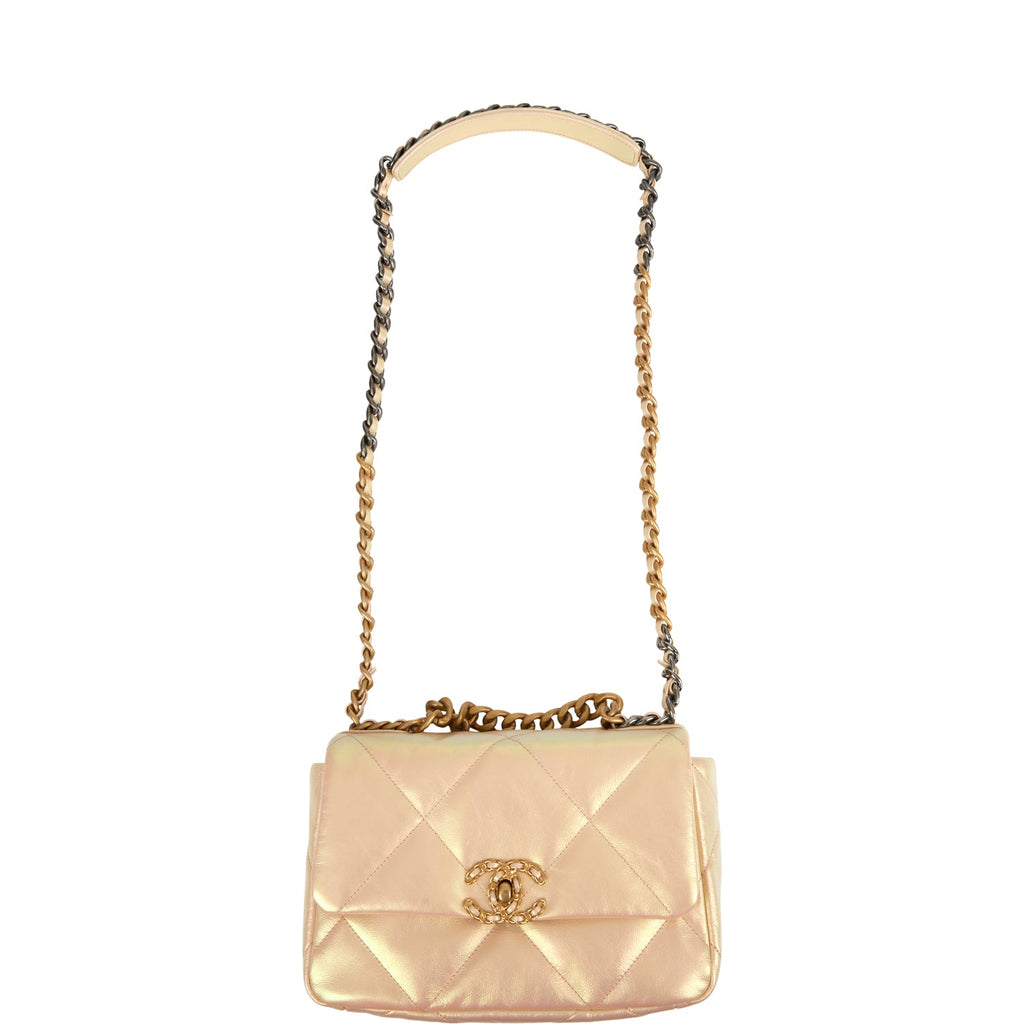 Chanel Medium 19 Flap Bag Rose Iridescent Calfskin Mixed Hardware