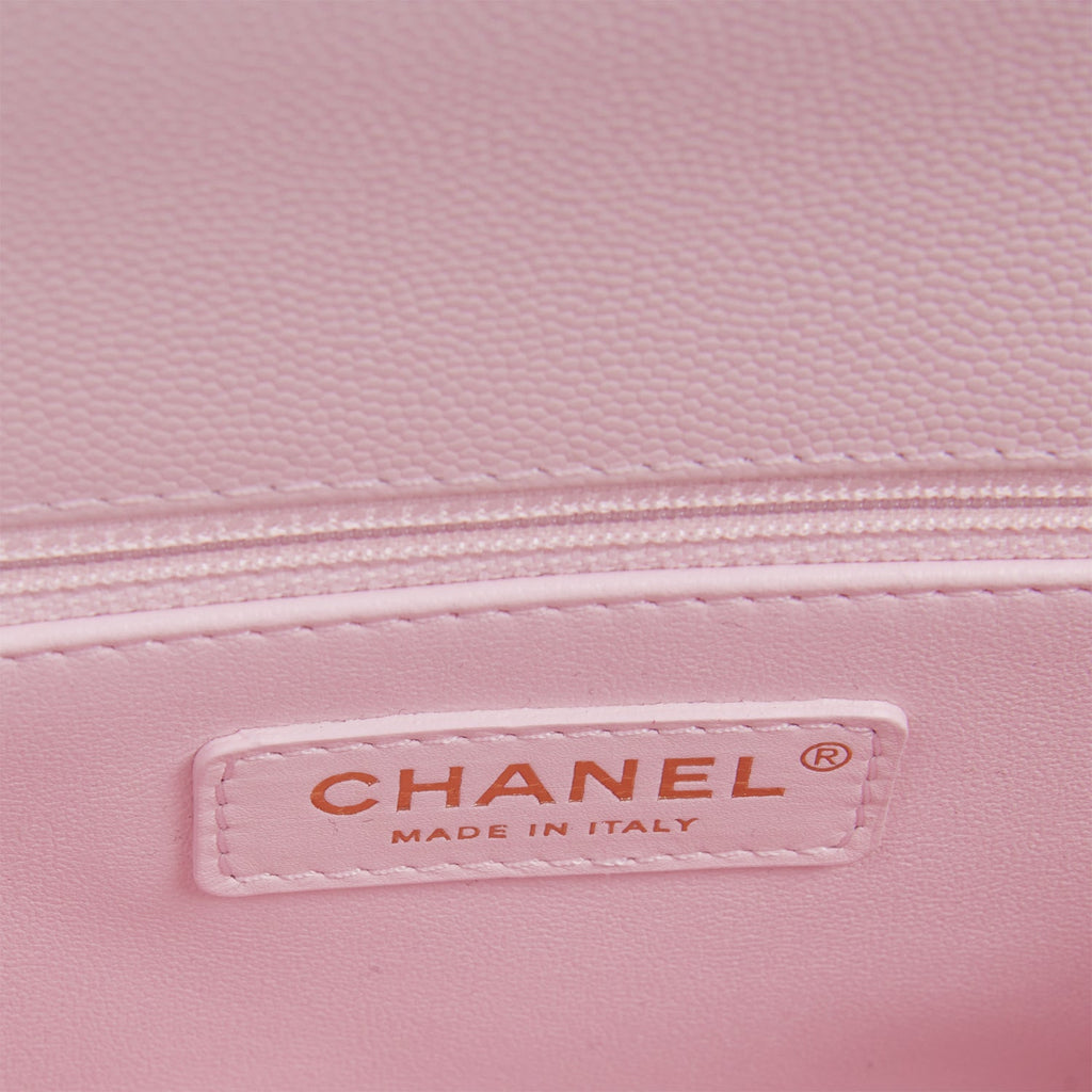 Chanel Medium Coco Handle Flap Bag Light Pink Caviar Light Gold Hardware