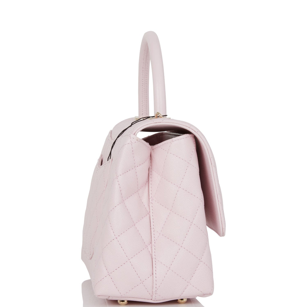 Chanel Medium Coco Handle Flap Bag Light Pink Caviar Light Gold Hardware