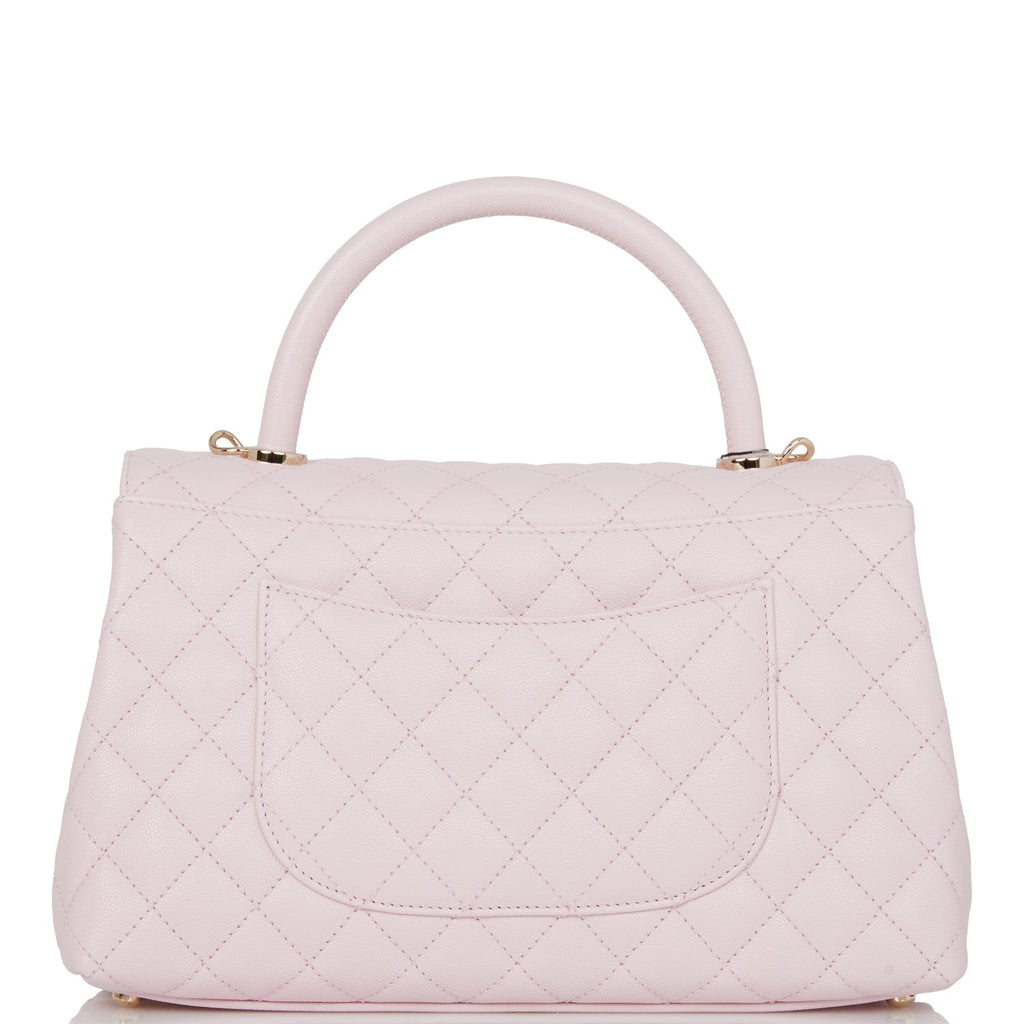 Chanel Medium Coco Handle Flap Bag Light Pink Caviar Light Gold Hardware