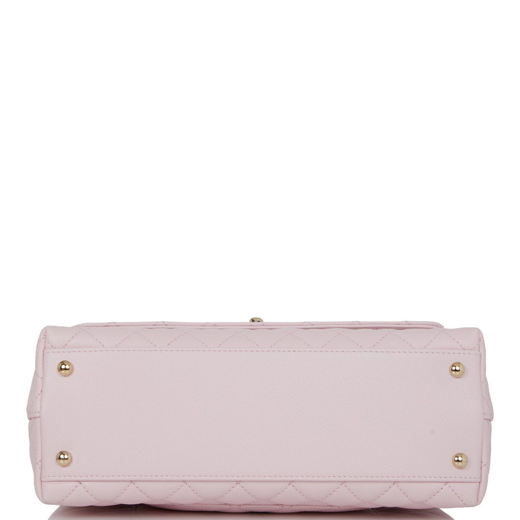 Chanel Medium Coco Handle Flap Bag Light Pink Caviar Light Gold Hardware