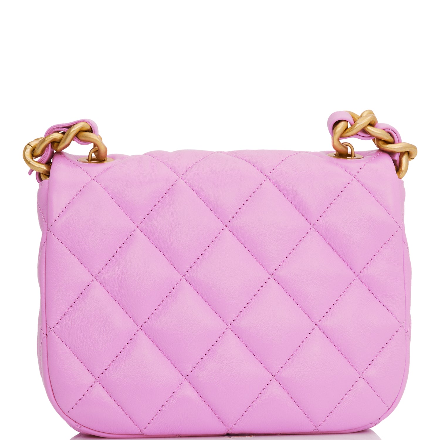 Chanel Lacquered Metal Mini Flap Bag Dark Pink Lambskin Antique Gold Hardware