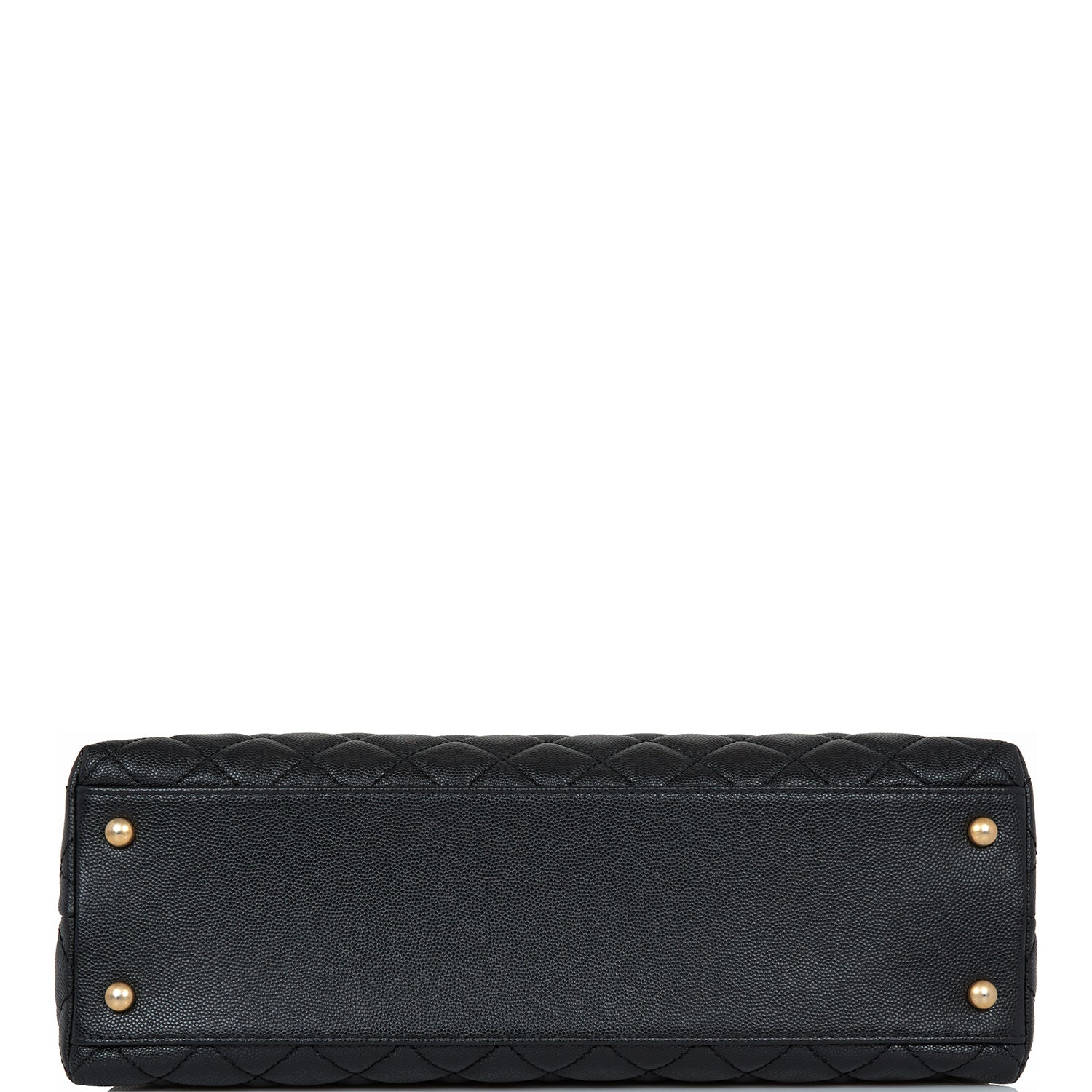 Chanel Large Coco Handle Flap Bag Black Caviar Lizard Handle Antique Gold Hardware