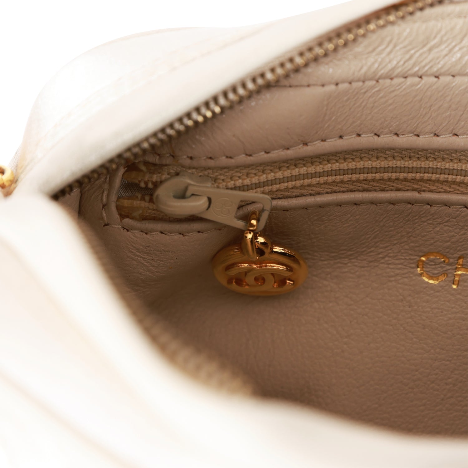 Chanel Vintage Mini Camera Bag Beige Satin Gold Hardware