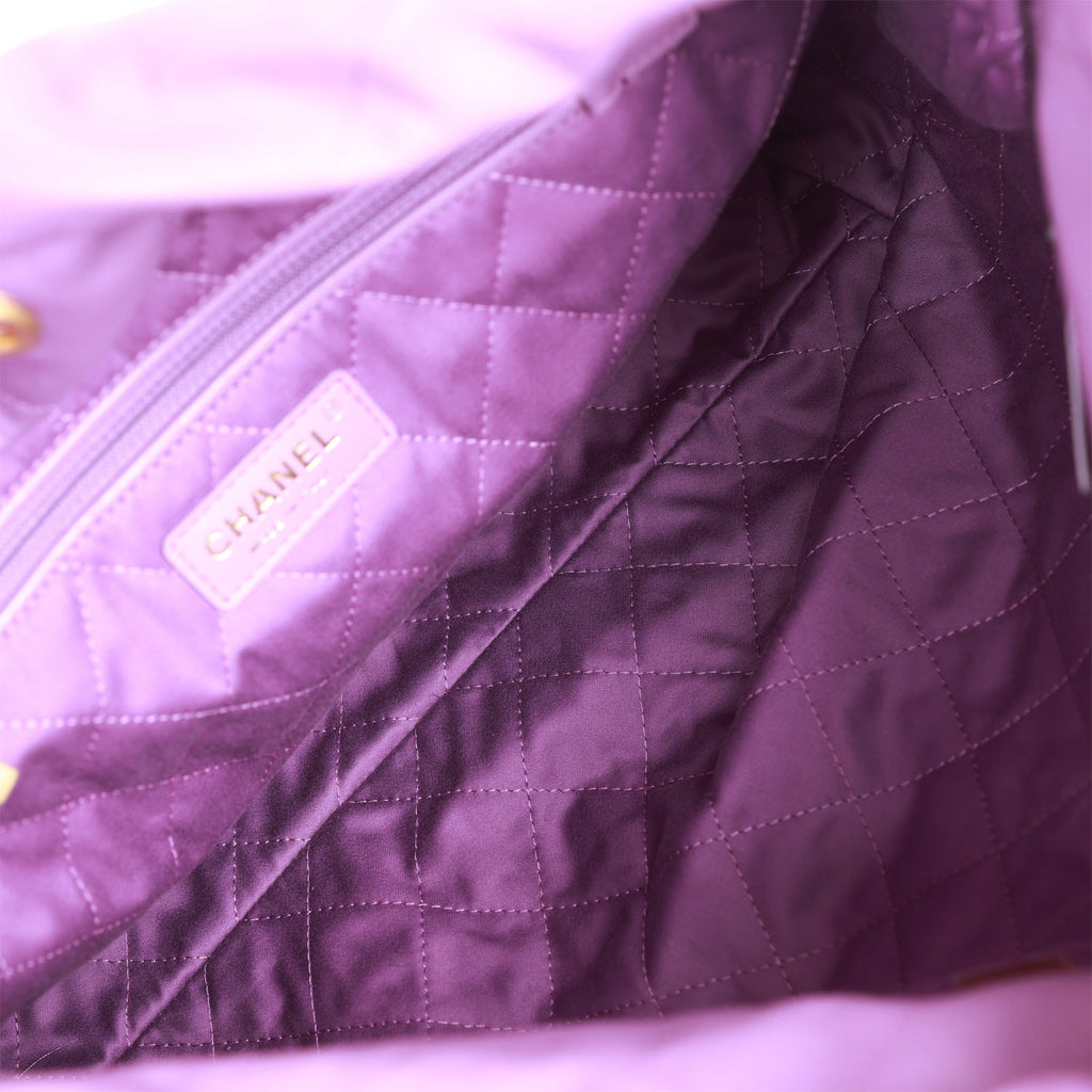 Chanel Medium 22 Bag Purple Calfskin Gold Hardware