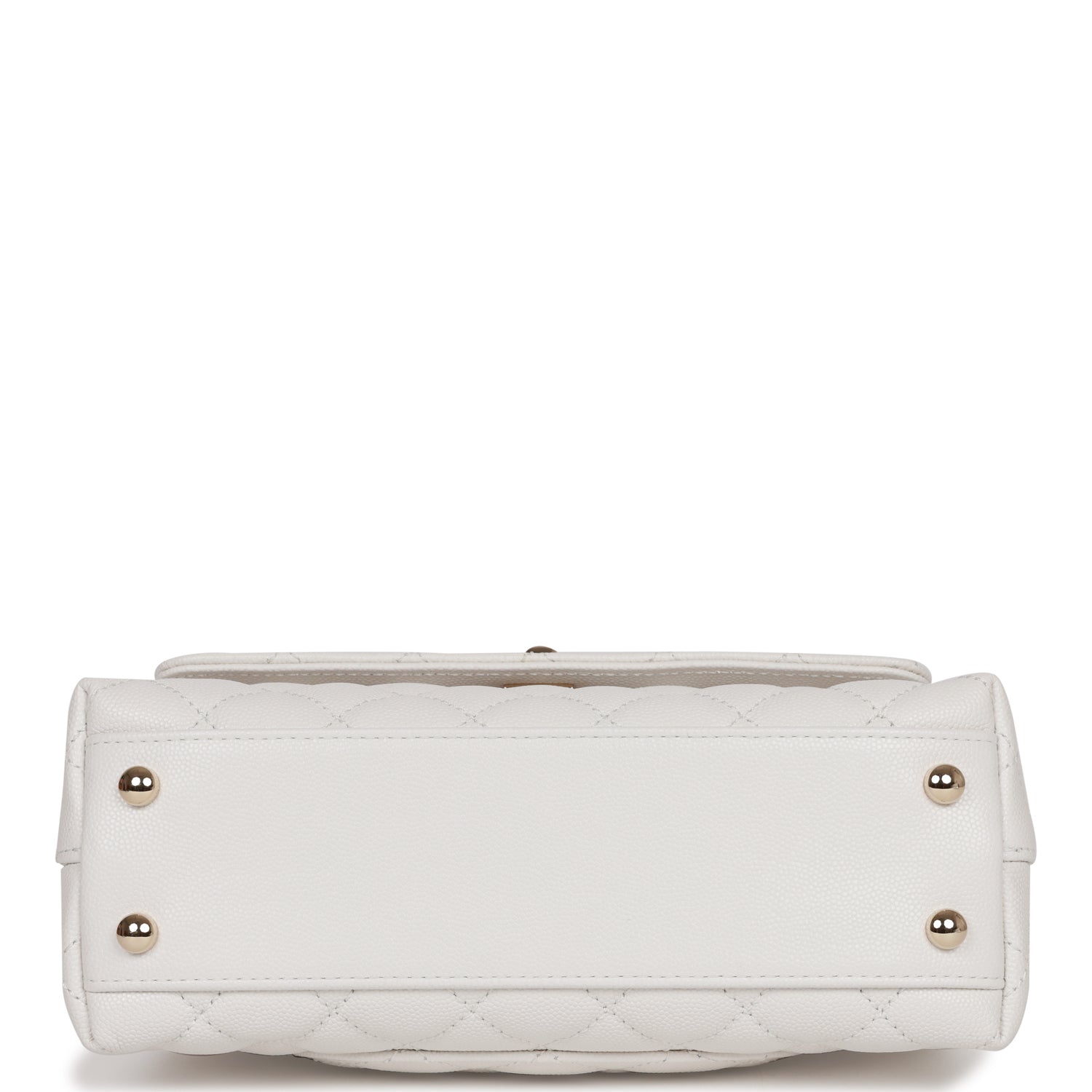 Chanel Small Coco Handle Flap Bag White Caviar Light Gold Hardware