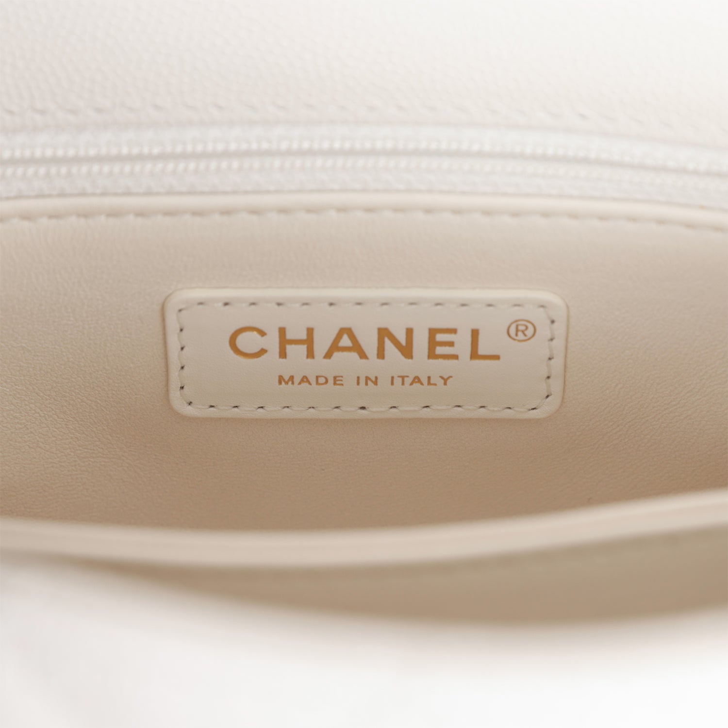 Chanel Small Coco Handle Flap Bag White Caviar Light Gold Hardware