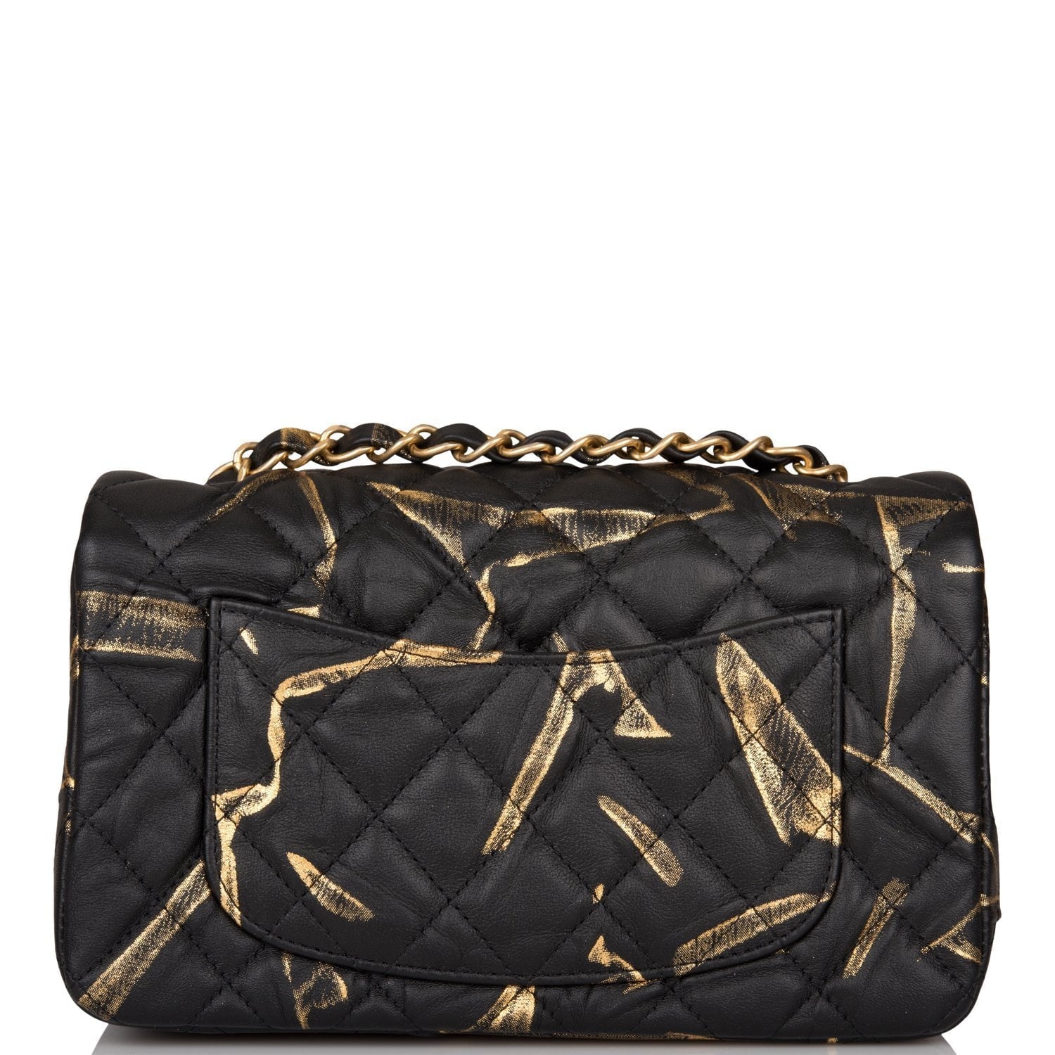 Chanel Mini Rectangular Flap Bag Black and Gold Aged Calfskin Antique Gold Hardware