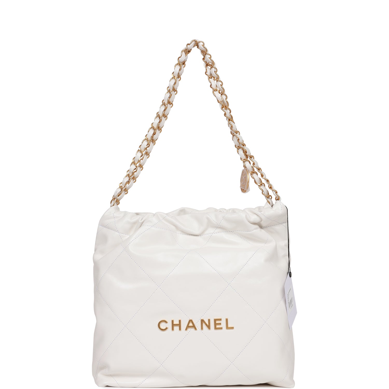 Chanel Small 22 Bag White Calfskin Gold Hardware