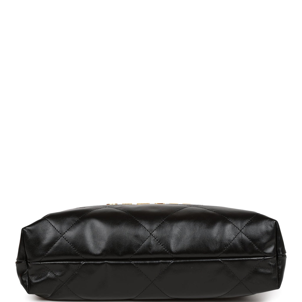 Chanel Small 22 Bag Black Lambskin Antique Gold Hardware