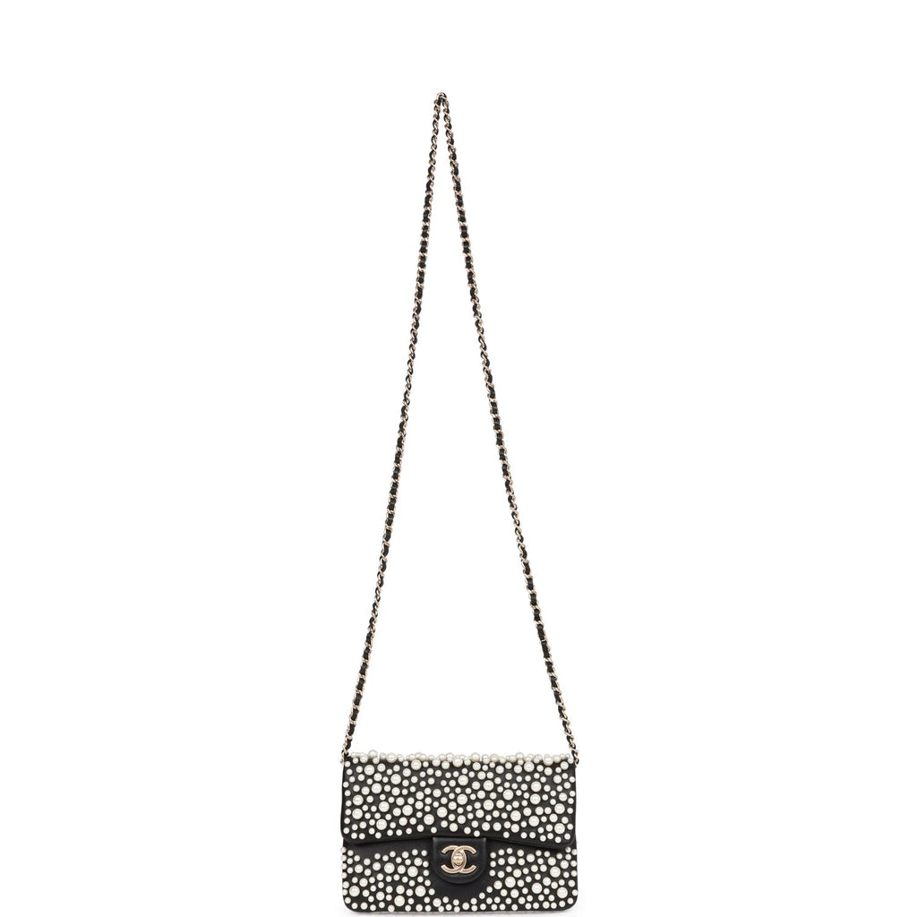 Chanel "Paris-Dubai" Pearly Flap Bag Black Lambskin Light Gold Hardware