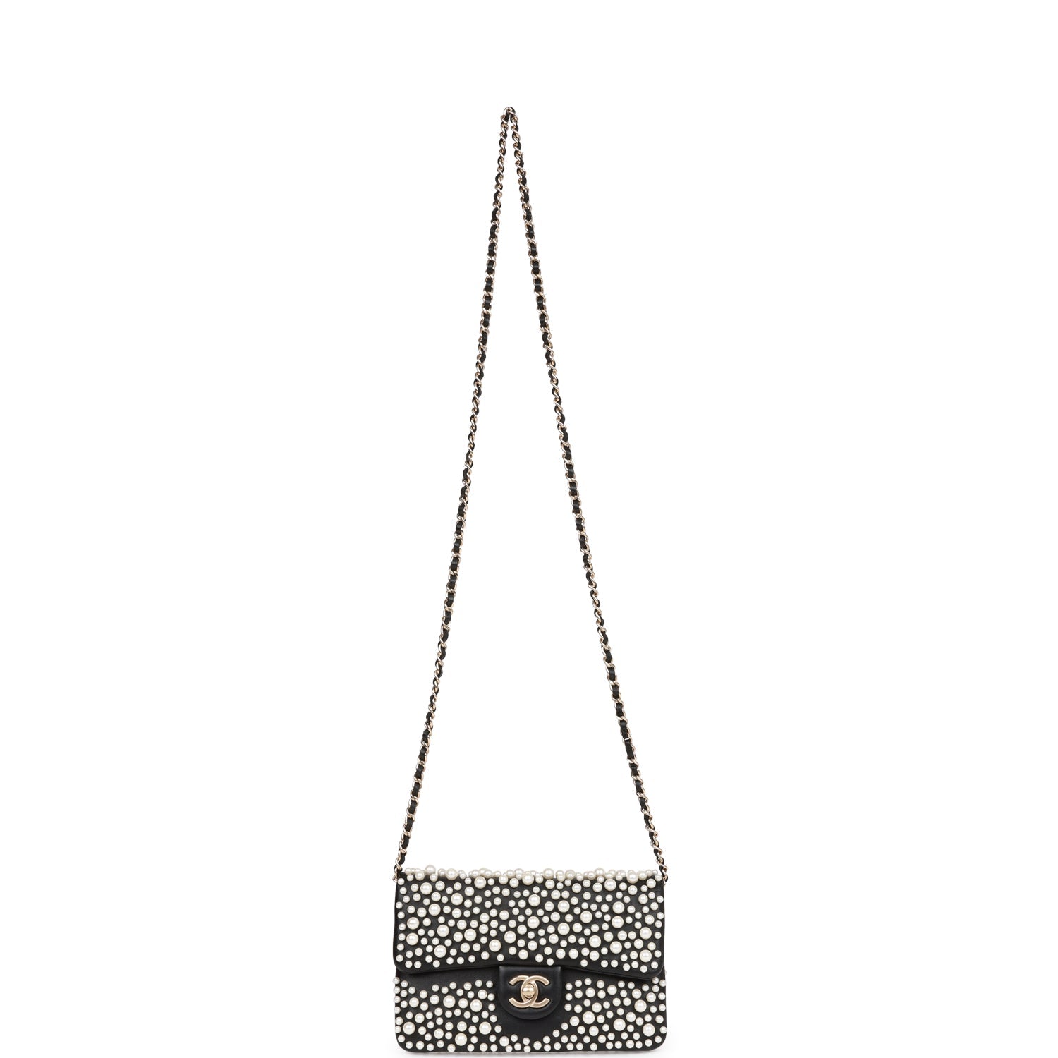 Chanel "Paris-Dubai" Pearly Flap Bag Black Lambskin Light Gold Hardware