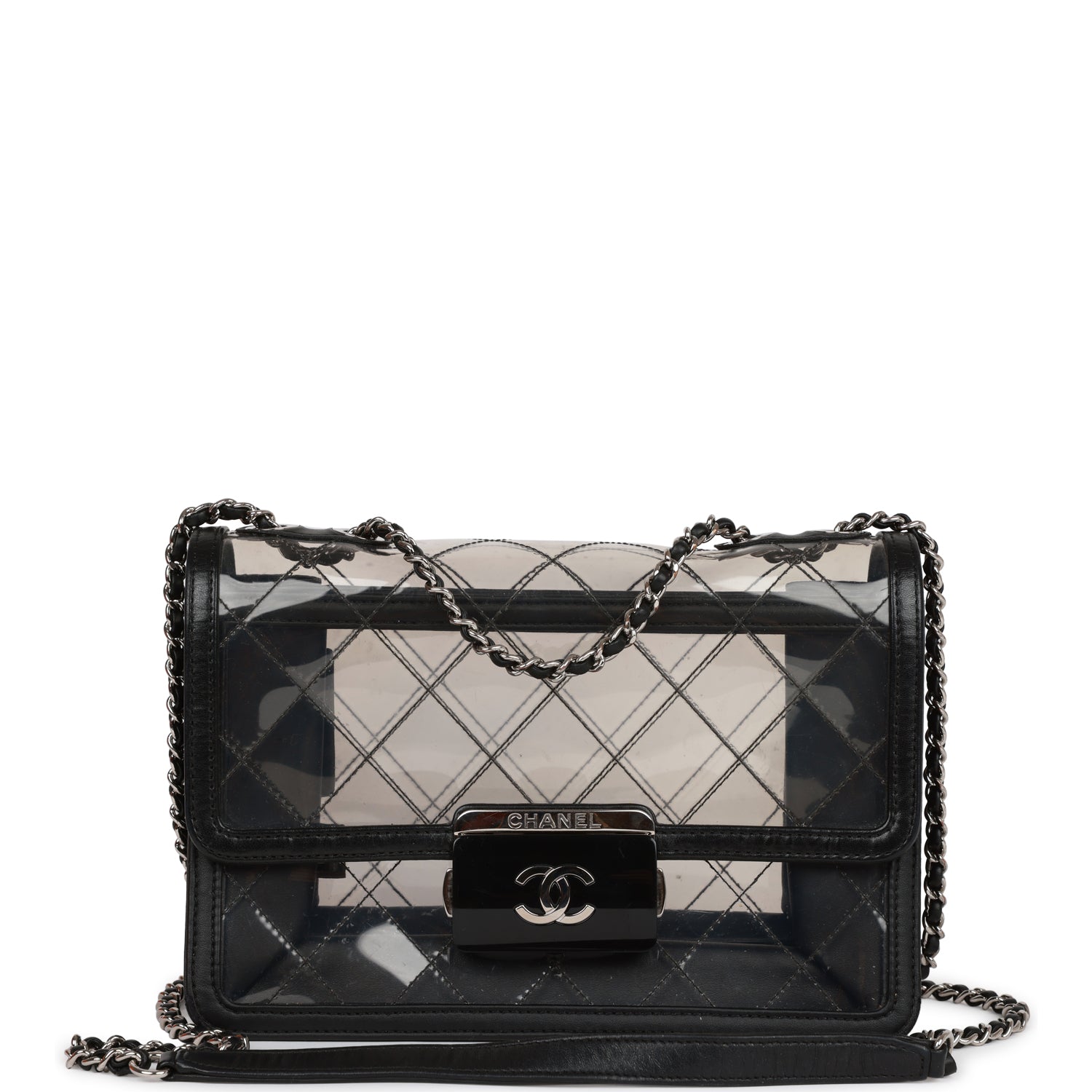 Chanel Naked Beauty Lock Flap Bag PVC Silver Hardware