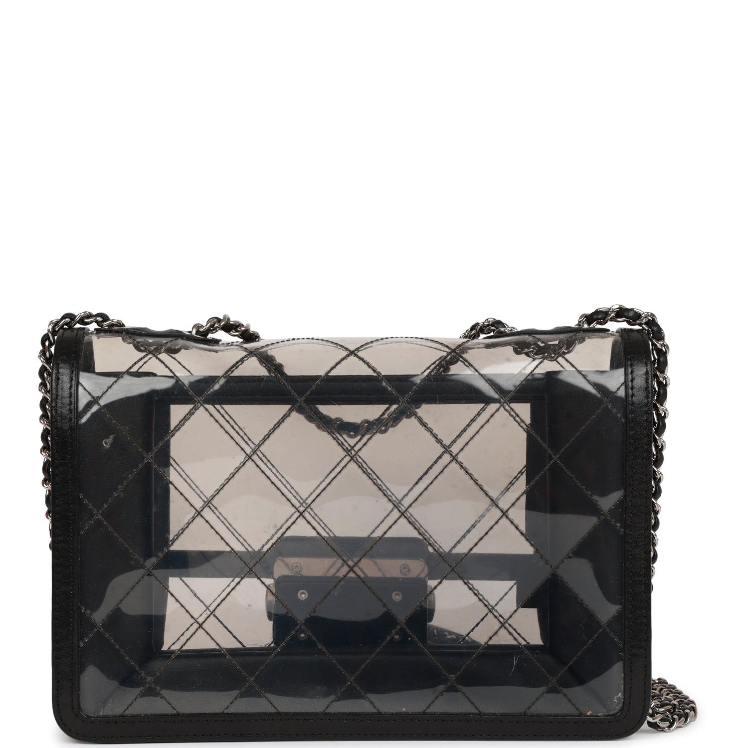 Chanel Naked Beauty Lock Flap Bag PVC Silver Hardware