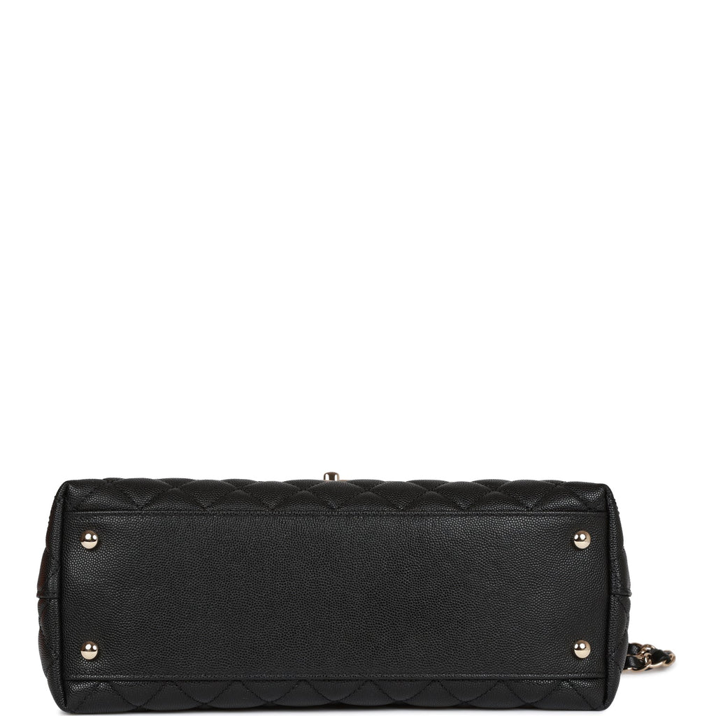 Chanel Small Coco Handle Flap Bag Black Caviar Light Gold Hardware