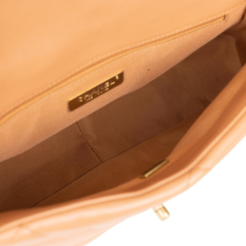 Chanel Large 19 Flap Bag Caramel Lambskin Mixed Hardware