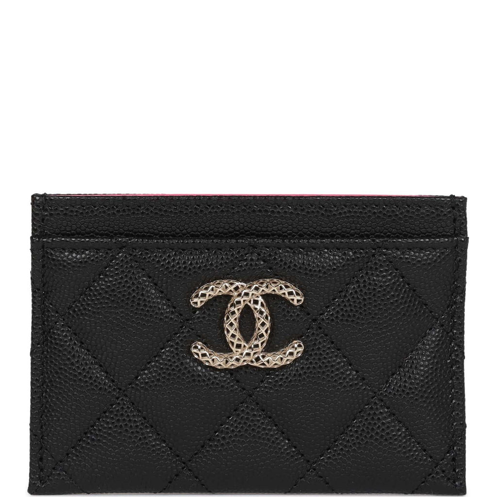 Chanel  Holder Wallet Black Caviar Light Gold Hardware
