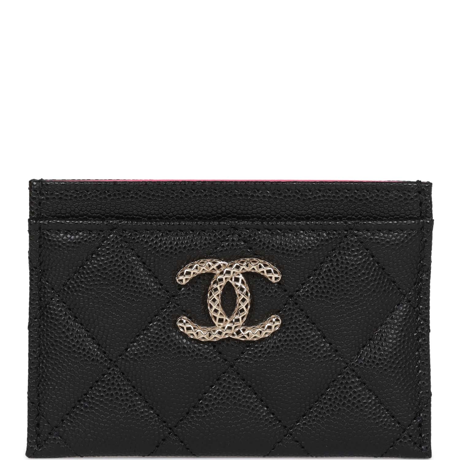 Chanel  Holder Wallet Black Caviar Light Gold Hardware