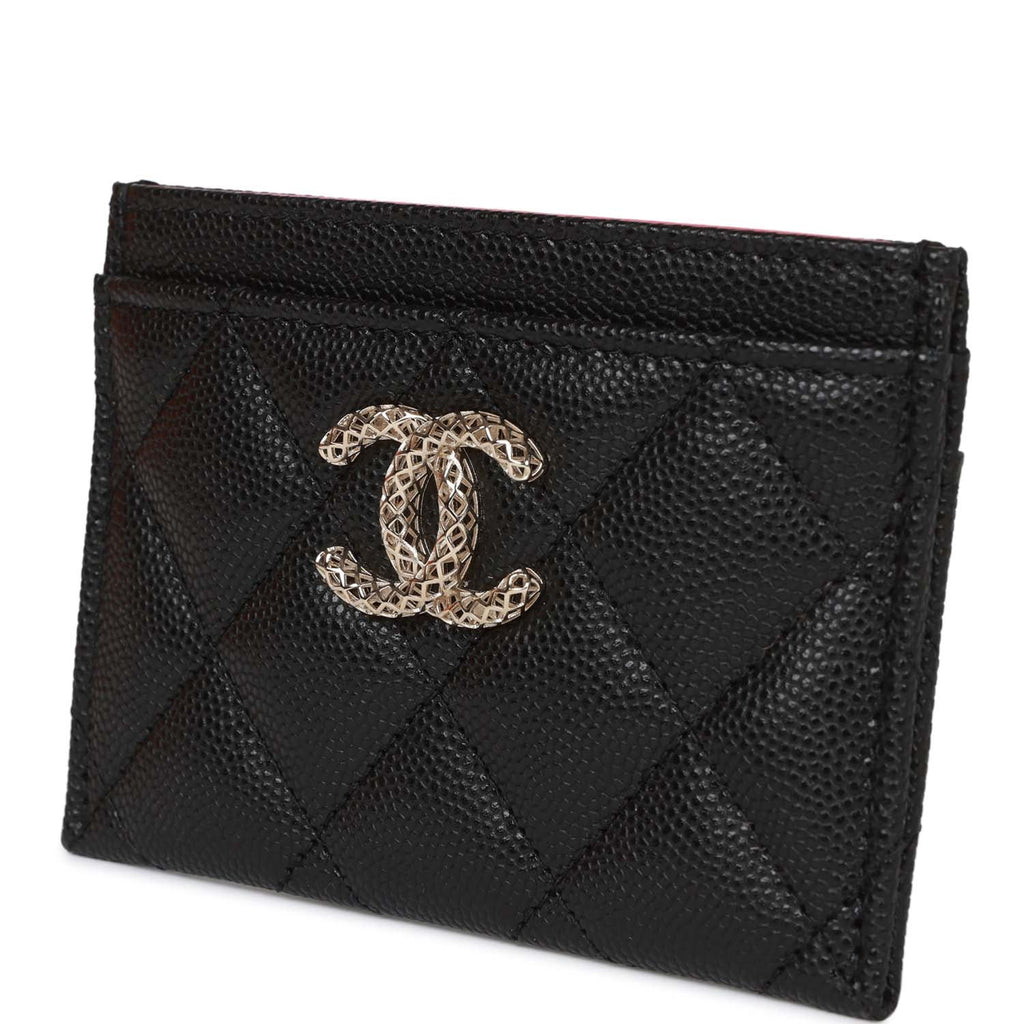 Chanel  Holder Wallet Black Caviar Light Gold Hardware