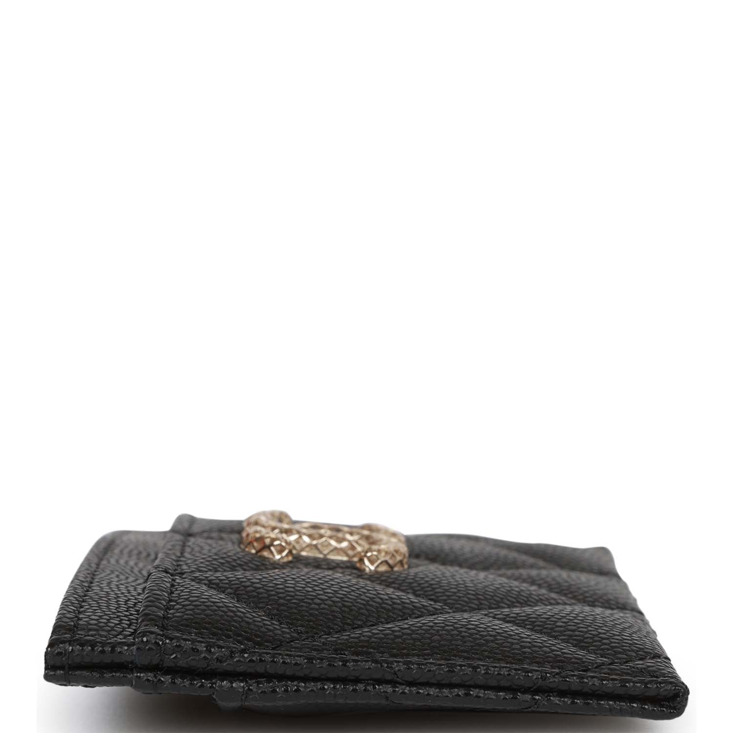 Chanel  Holder Wallet Black Caviar Light Gold Hardware