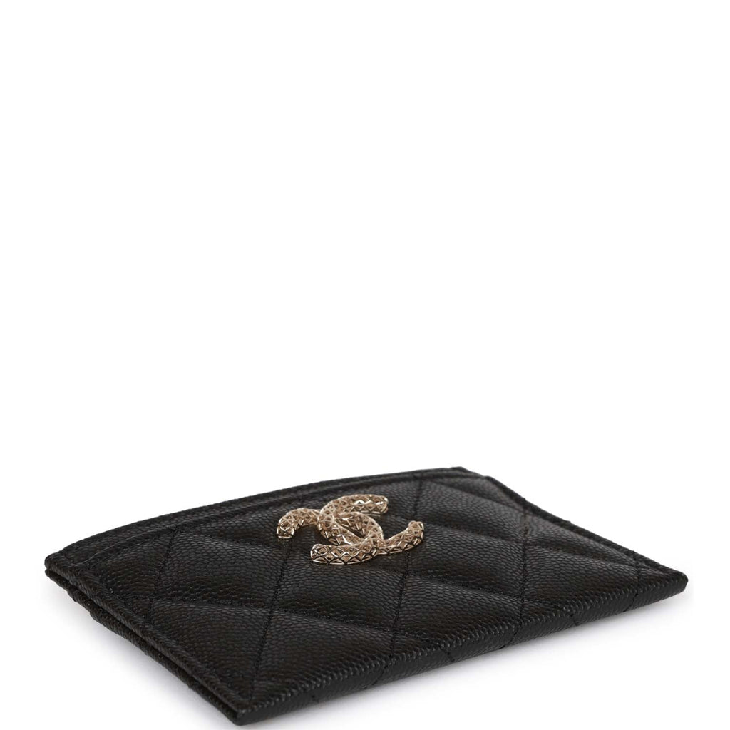 Chanel  Holder Wallet Black Caviar Light Gold Hardware