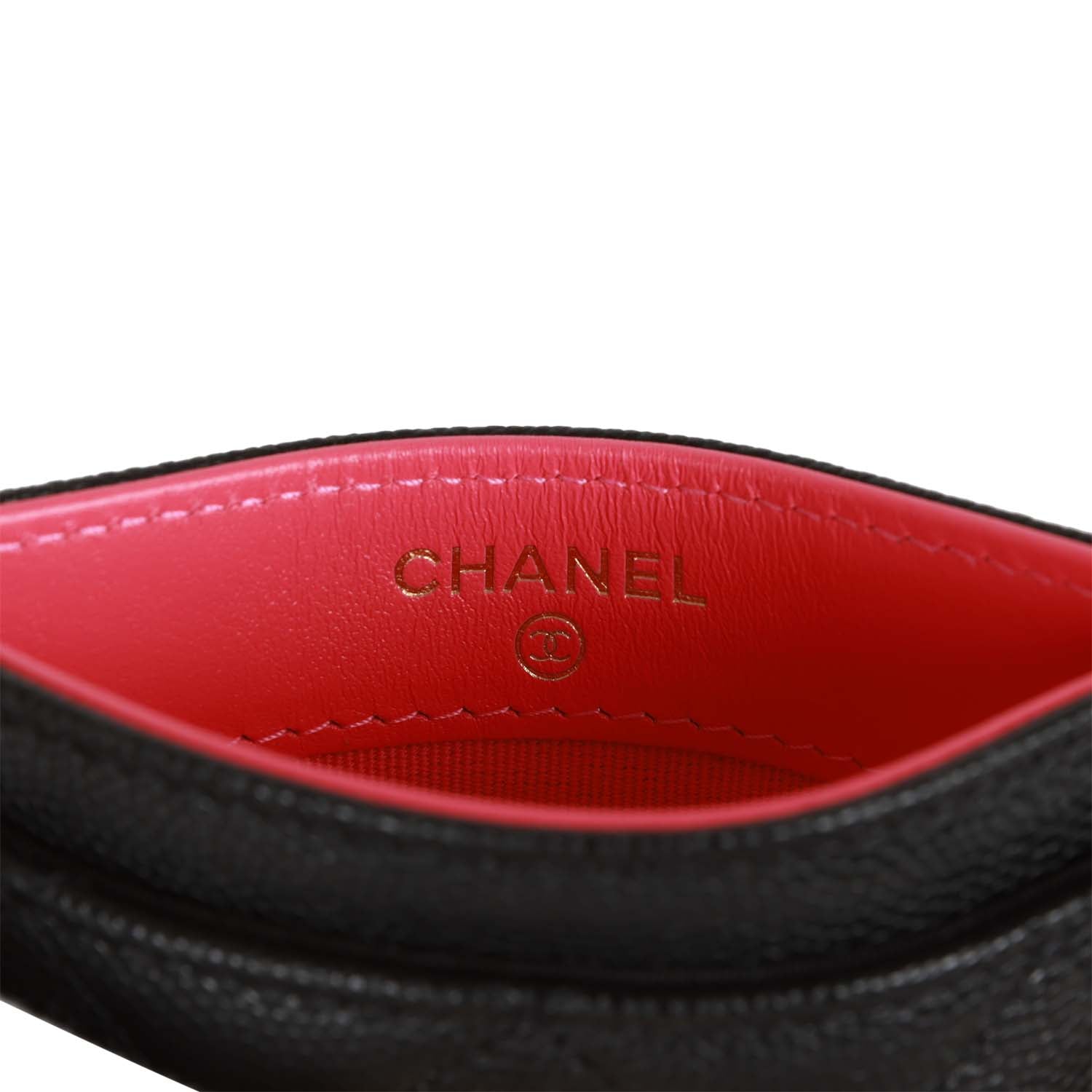 Chanel  Holder Wallet Black Caviar Light Gold Hardware