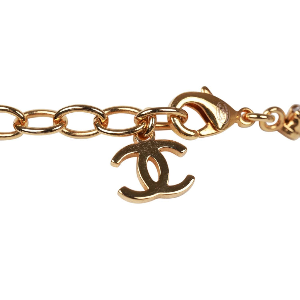 Chanel Faux Gold Crystal CC Choker Necklace