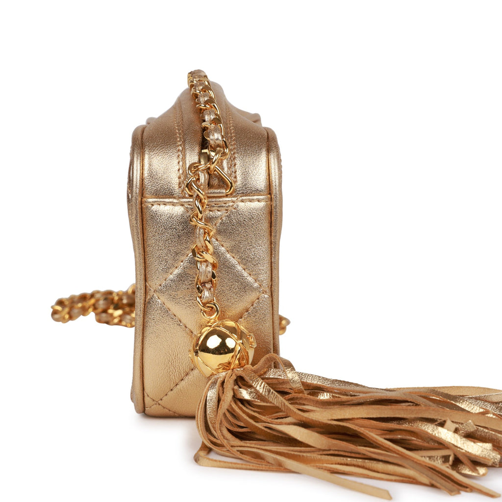 Chanel Vintage CC Camera Bag Gold Metallic Lambskin Gold Hardware