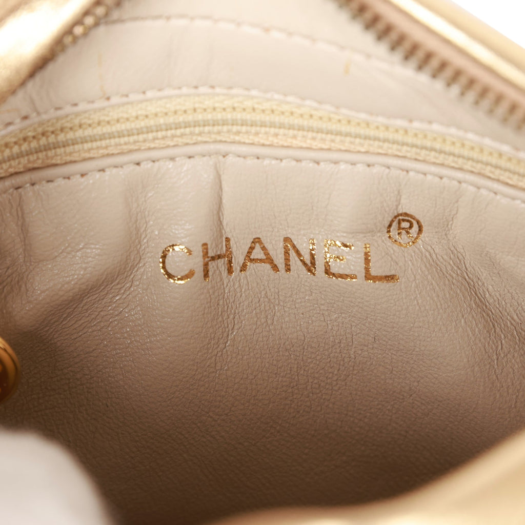Chanel Vintage CC Camera Bag Gold Metallic Lambskin Gold Hardware