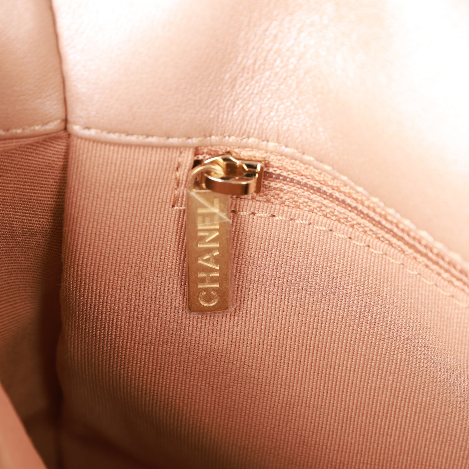 Chanel Medium 19 Flap Bag Beige Iridescent Calfskin Mixed Hardware