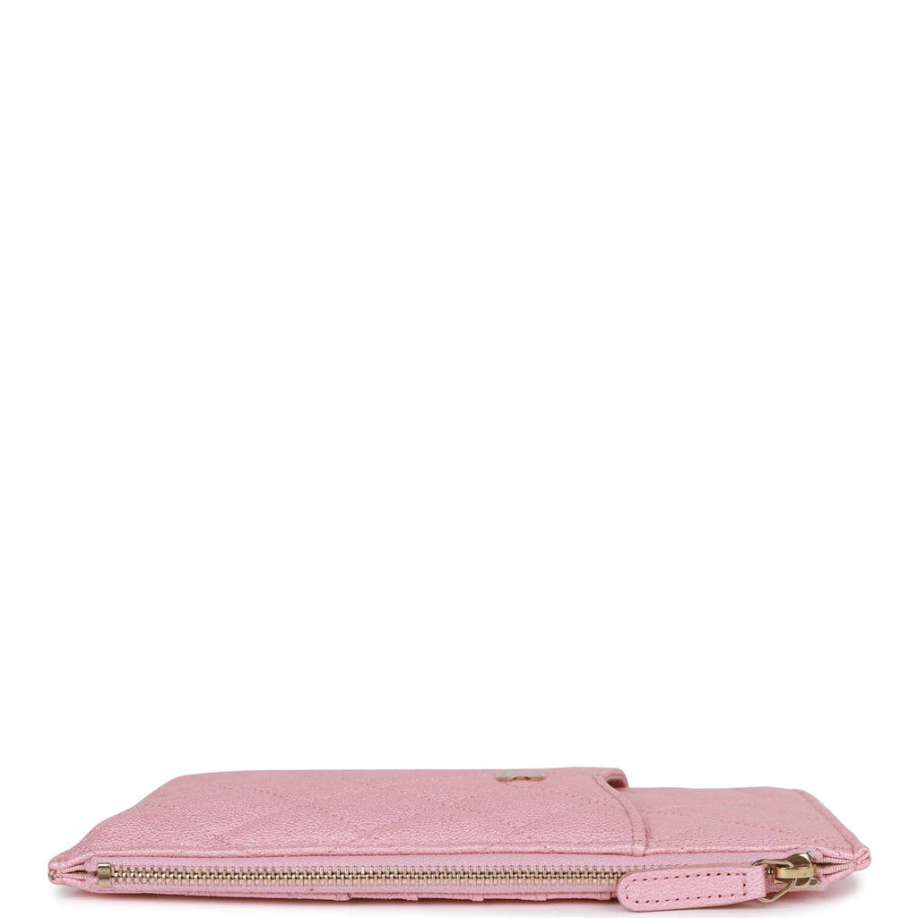 Chanel Classic Phone Case Pouch Wallet Iridescent Pink Caviar Light Gold Hardware