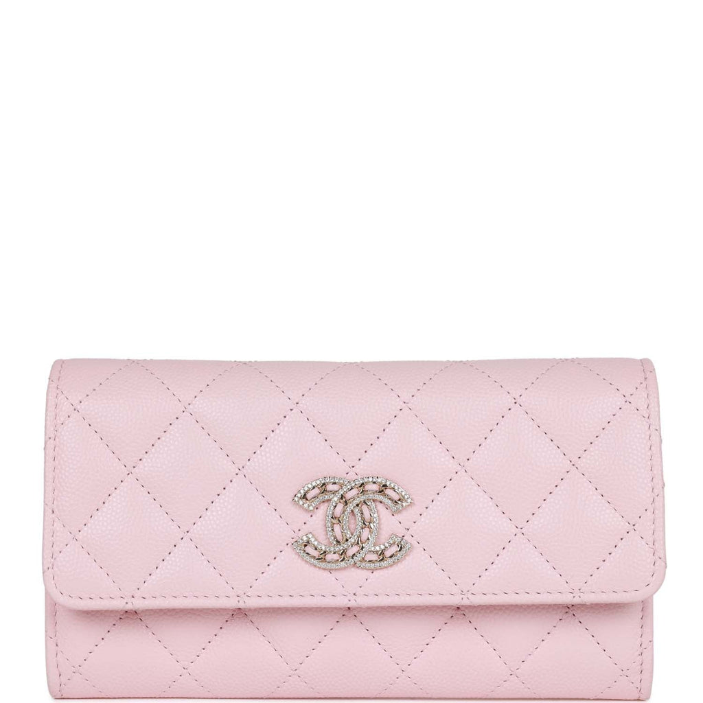 Chanel CC Large Gusset Flap Wallet Pink Caviar Light Gold Hardware