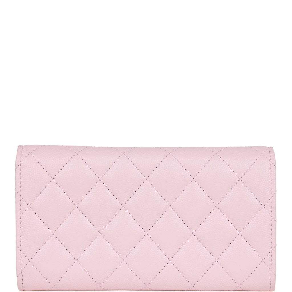 Chanel CC Large Gusset Flap Wallet Pink Caviar Light Gold Hardware