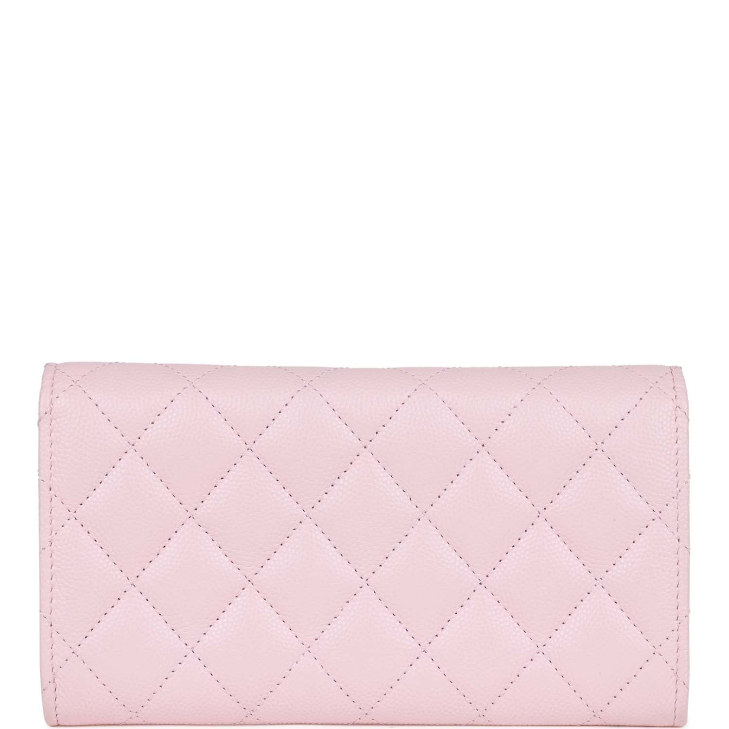 Chanel CC Large Gusset Flap Wallet Pink Caviar Light Gold Hardware