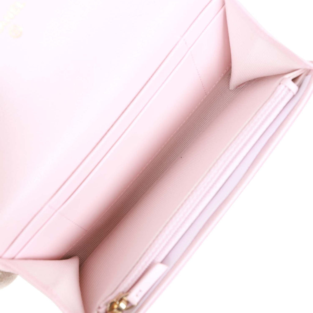 Chanel CC Large Gusset Flap Wallet Pink Caviar Light Gold Hardware