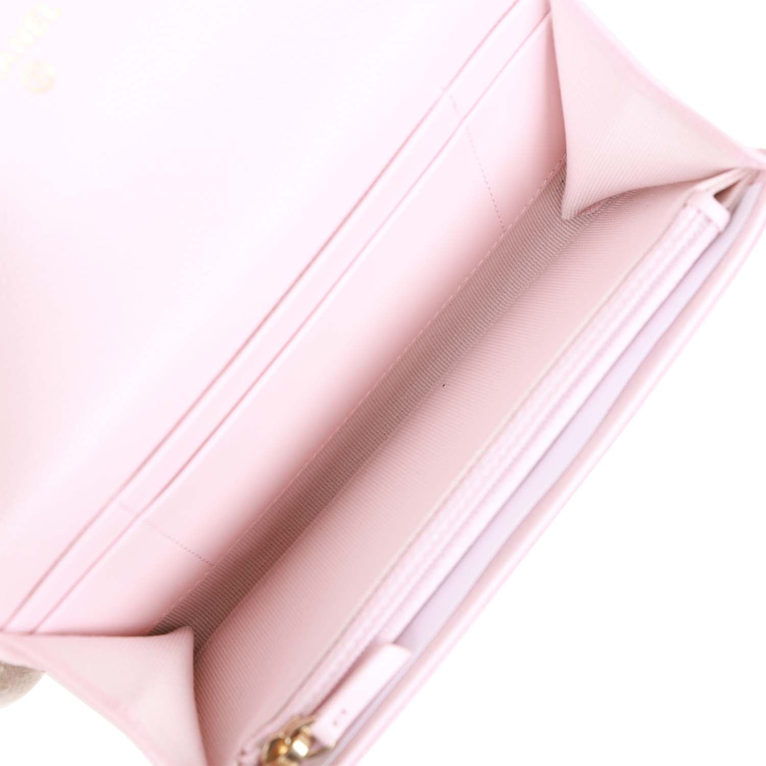Chanel CC Large Gusset Flap Wallet Pink Caviar Light Gold Hardware