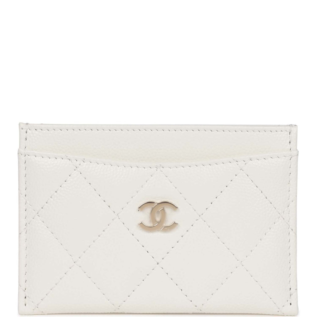 Chanel  Holder Wallet White Caviar Light Gold Hardware