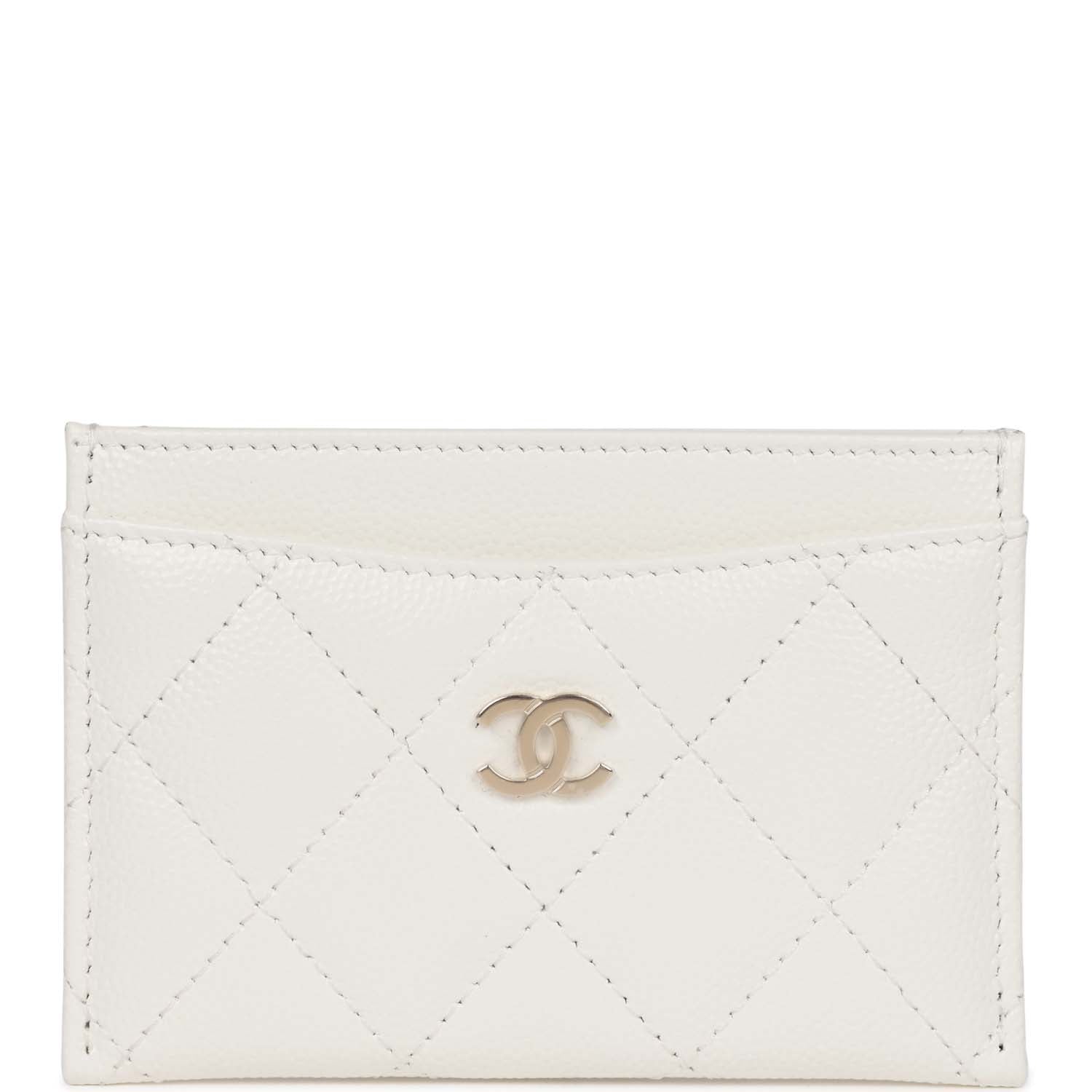 Chanel  Holder Wallet White Caviar Light Gold Hardware