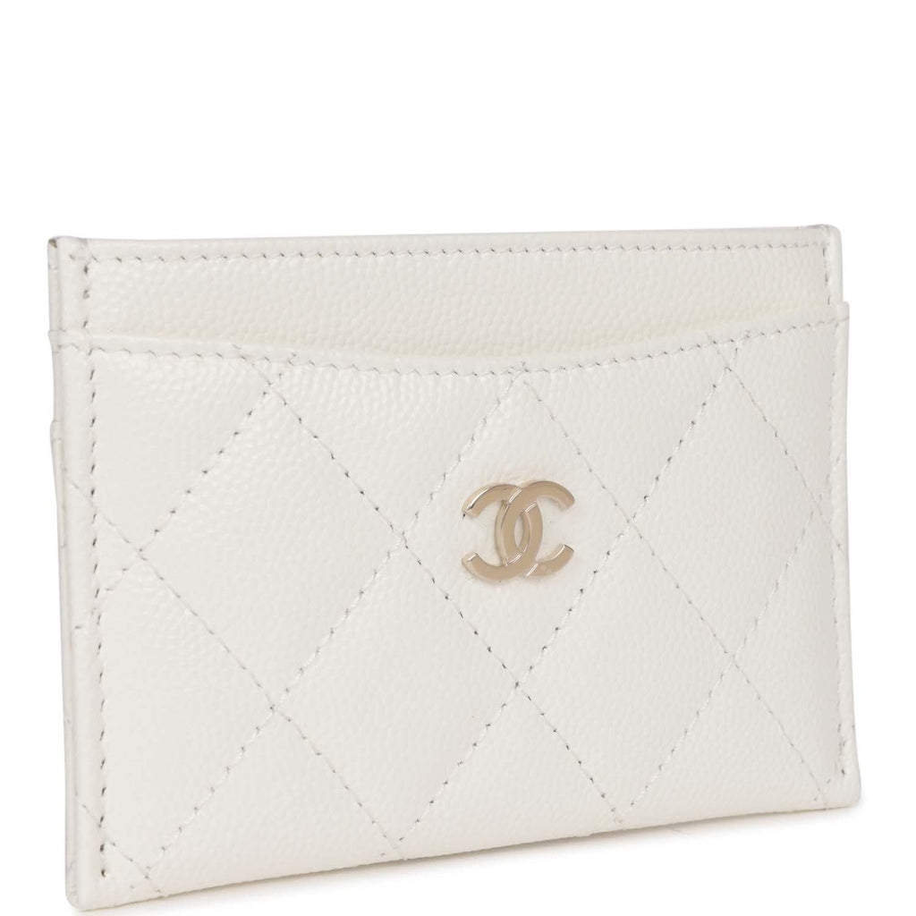 Chanel  Holder Wallet White Caviar Light Gold Hardware