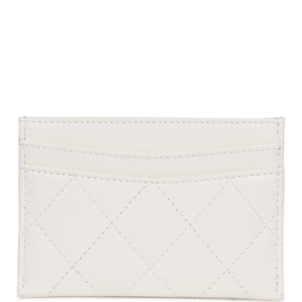 Chanel  Holder Wallet White Caviar Light Gold Hardware