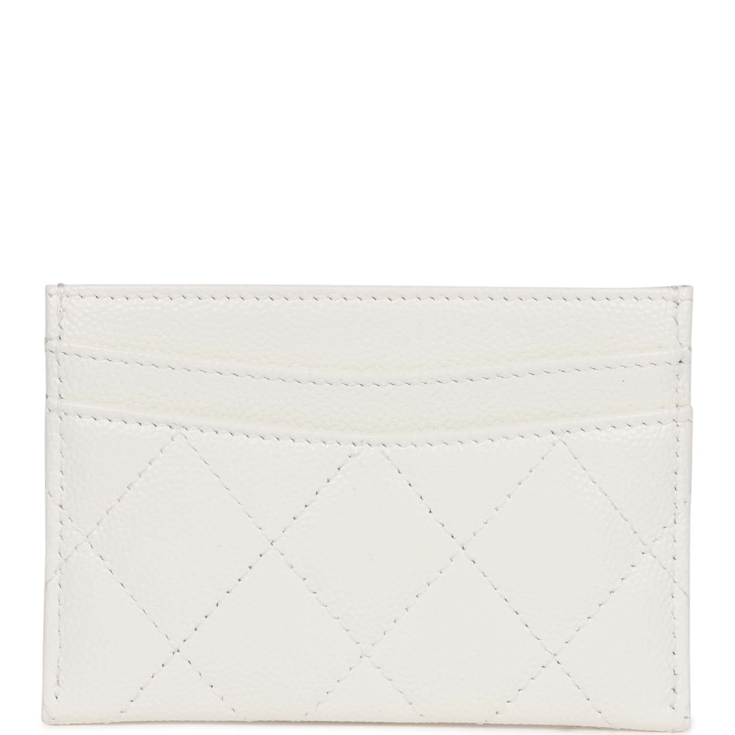 Chanel  Holder Wallet White Caviar Light Gold Hardware