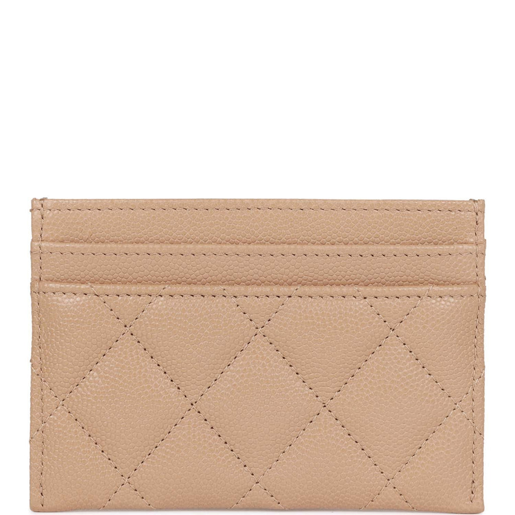 Chanel  Holder Wallet Beige Caviar Crystal and Light Gold Hardware