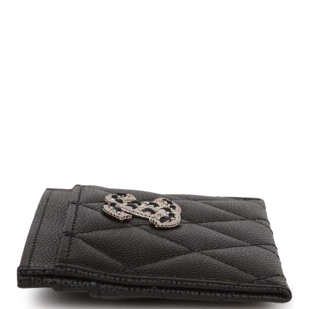 Chanel  Holder Wallet Black Caviar Crystal and Light Gold Hardware