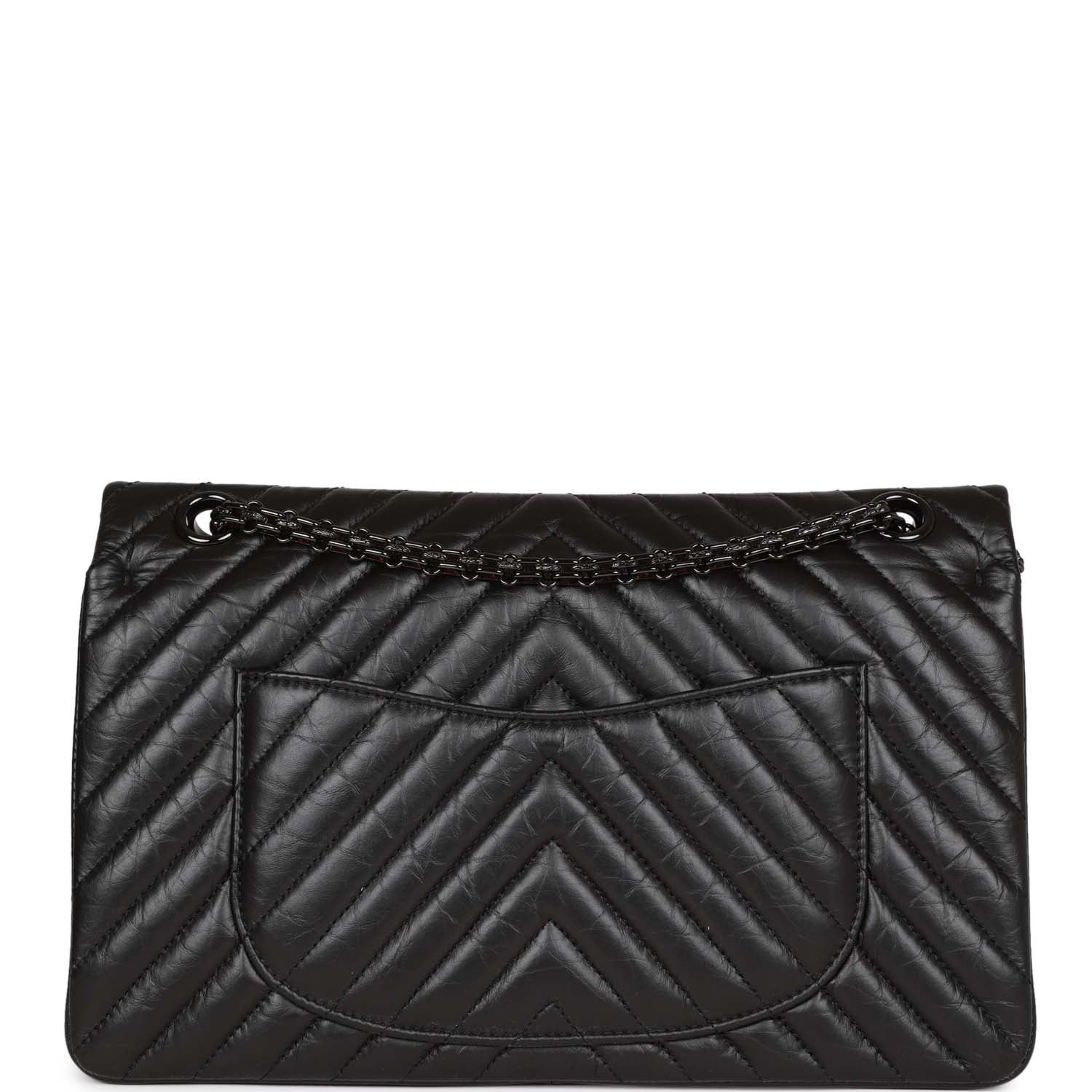 Chanel 226 Reissue 2.55 SO Black Chevron Calfskin Black Hardware