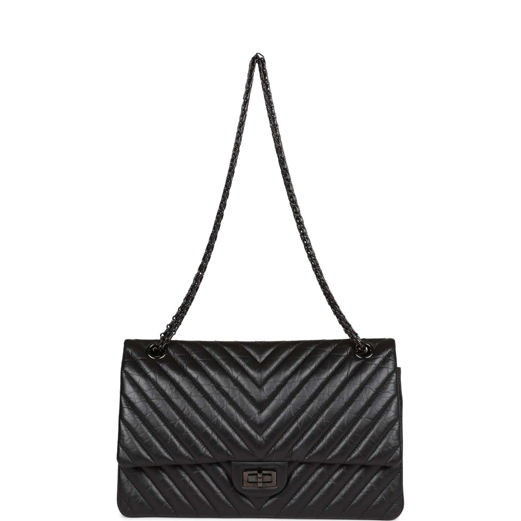 Chanel 226 Reissue 2.55 SO Black Chevron Calfskin Black Hardware